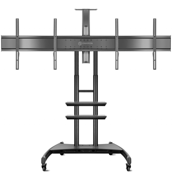 ONKRON стойка для двух телевизоров с кронштейном 40"-67", мобильная, чёрная TS3881