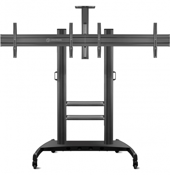 ONKRON стойка для двух телевизоров с кронштейном 40"-63", мобильная, чёрная TS3811