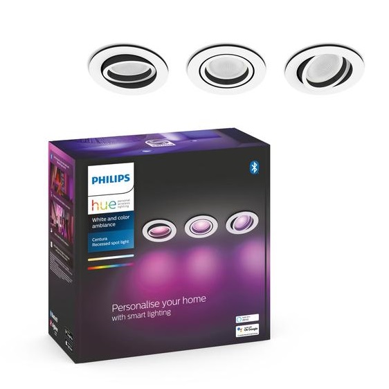 Комплект встраиваемых светильников Philips Hue White and Color Ambiance Centura 3шт белые (929003045201)