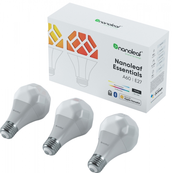 Умная лампа Nanoleaf Essentials HomeKit A60 E27 9W 3шт (NL45-0800WT240E27-3PK)