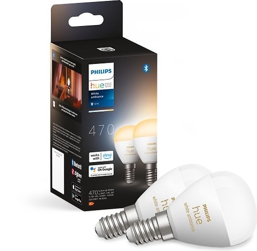 Умная лампа Philips Hue White Ambiance E14 P45 5,1Вт 470Лм 2шт OEM (929003573702)