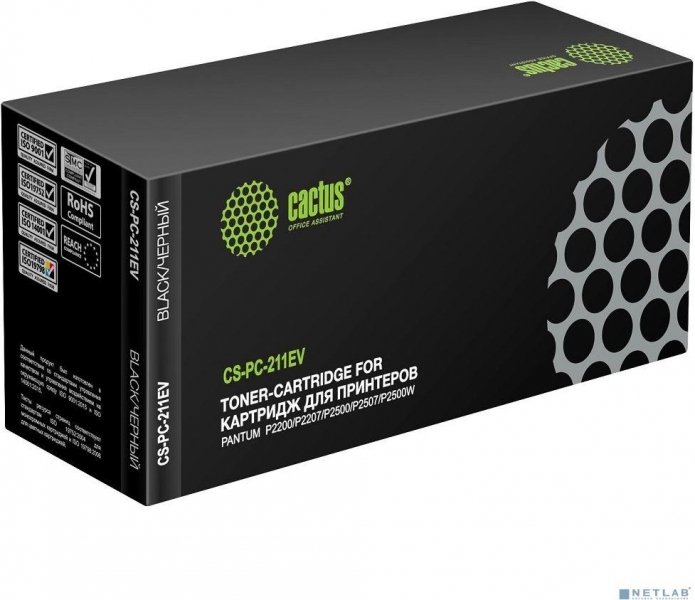 CACTUS Картридж лазерный CS-PC-211EV PC-211EV/PC-211P черный (1600стр.) для Pantum M6500/M6500W/M6506NW/M6507/M6507W/M6550W/M6550NW/M6557NW/M6607NW/P2